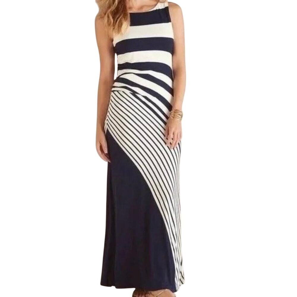 Soft Surroundings Vela Infinity Maxi Dress Womens Size 2X Navy Blue and White